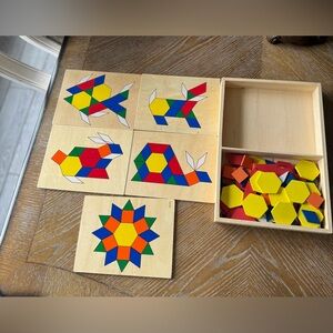 Melissa & Doug Vibrant Wooden Pattern Blocks Set
